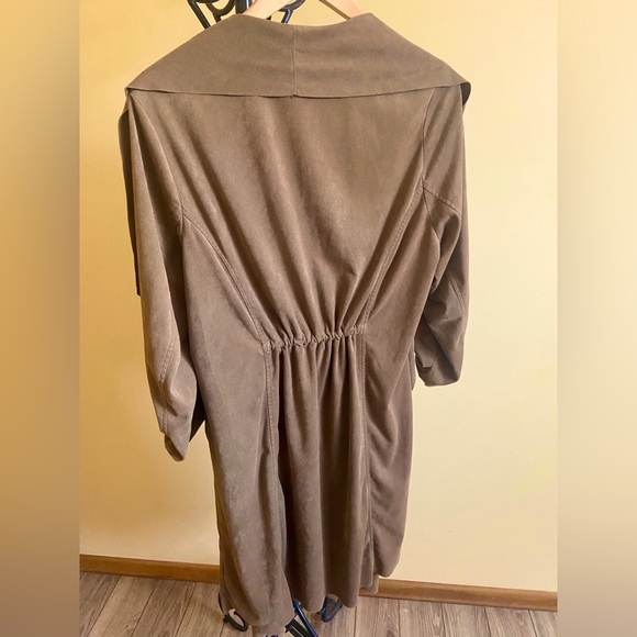 Jules & Leopold Beige Faux Suede Cardigan Blazer Light Jacket Cinch Waist 1X XL - Picture 9 of 13